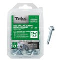 Teks Self-Drilling Screw, #14 x 1-1/2 in, Zinc Plated Steel Hex Head Hex Drive 21352